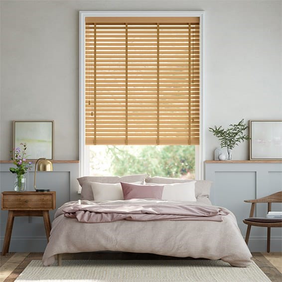 Autumn Oak and Sandy Beige Wooden Blind - 50mm Slat