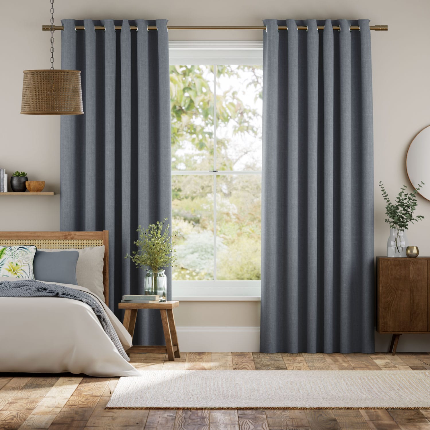 Averley Blue Grey Curtains