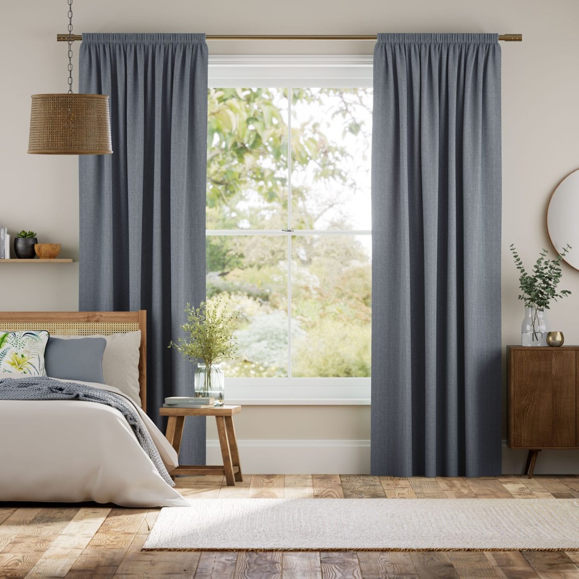 Averley Blue Grey Curtains