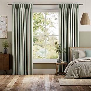 Awning Stripe Smoke Green Curtains thumbnail image