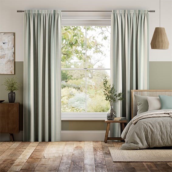 Awning Stripe Smoke Green Curtains