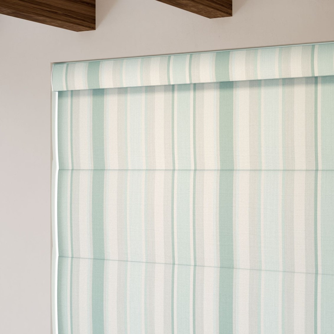 Awning Stripe Smoke Green Roman Blind