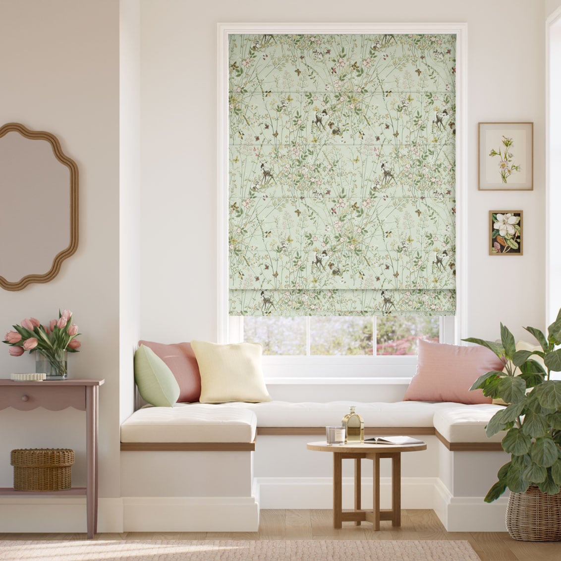 Bambi Tea Green Roman Blind