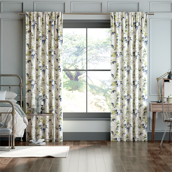 Bamboo Silhouette Blue Zest Curtains
