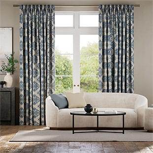 Baroque Cobalt Blue Curtains thumbnail image