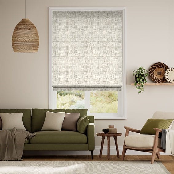 Batik Check Stone Roman Blind