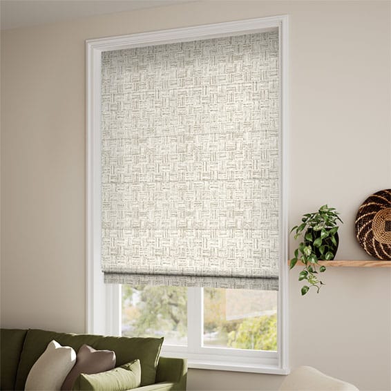 Batik Check Stone Roman Blind