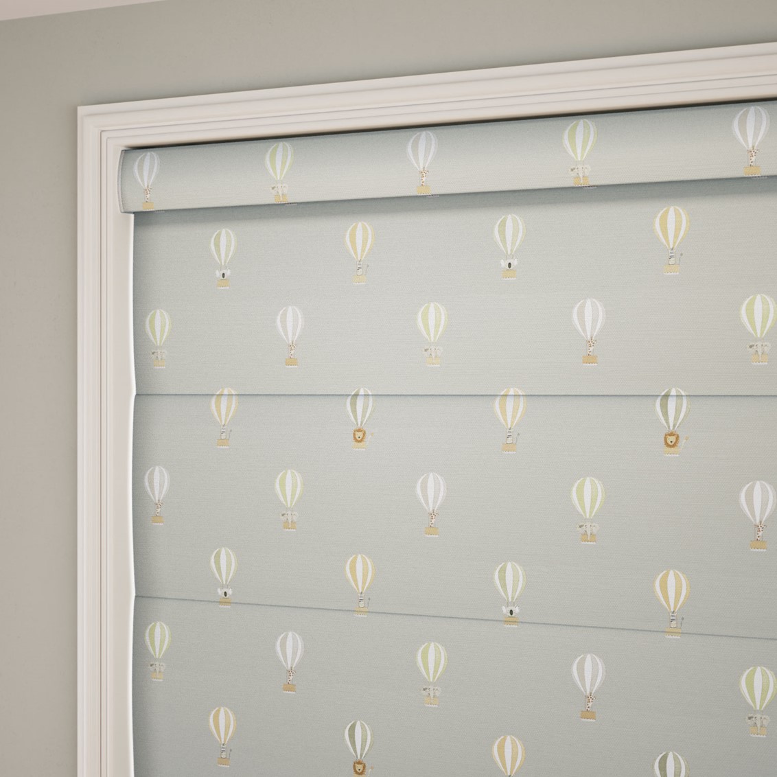 Bears & Balloons Mint Grey Roman Blind