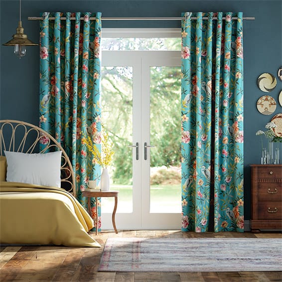 Bella Heron Turquoise Curtains