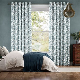 Berry Tree Soft Teal Curtains thumbnail image