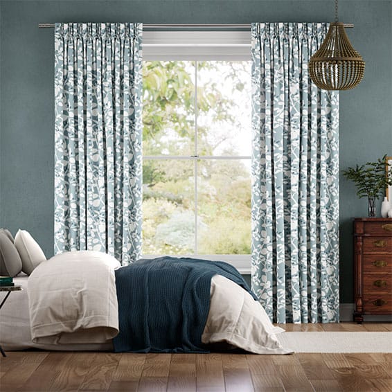 Berry Tree Soft Teal Curtains