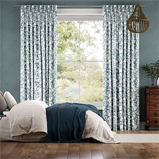 Berry Tree Soft Teal Curtains thumbnail image