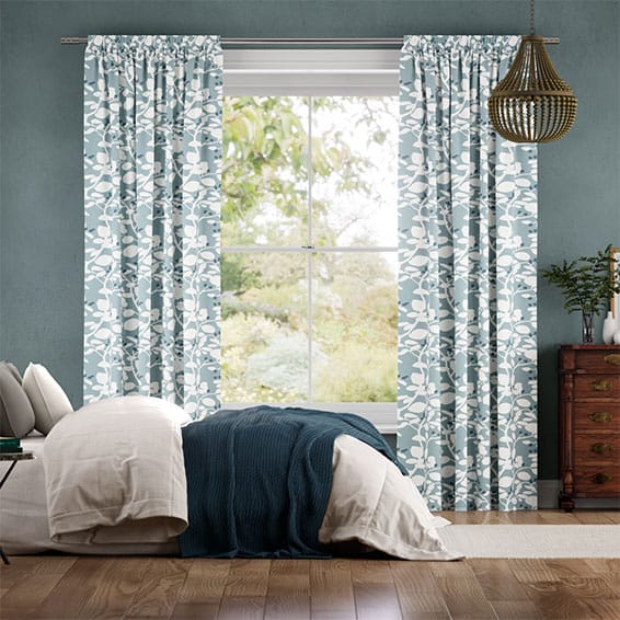 Berry Tree Soft Teal Curtains