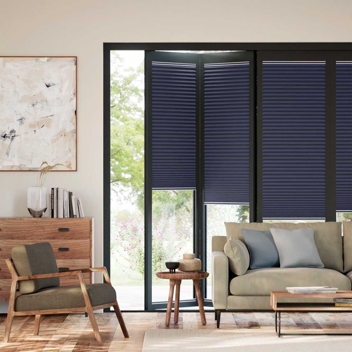 BiFold ClickFIT DuoShade Navy  Pleated Blind