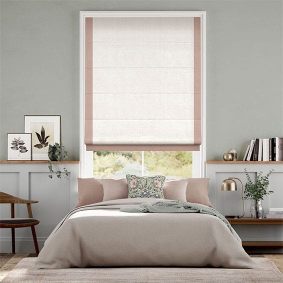 Bijou Linen Alabaster & Blush Pink Roman Blind