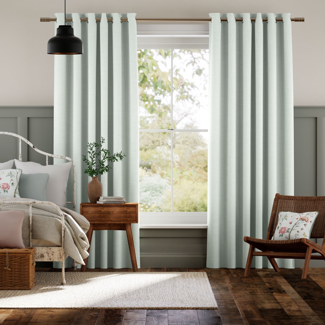 Bijou Linen Duck Egg  Curtains