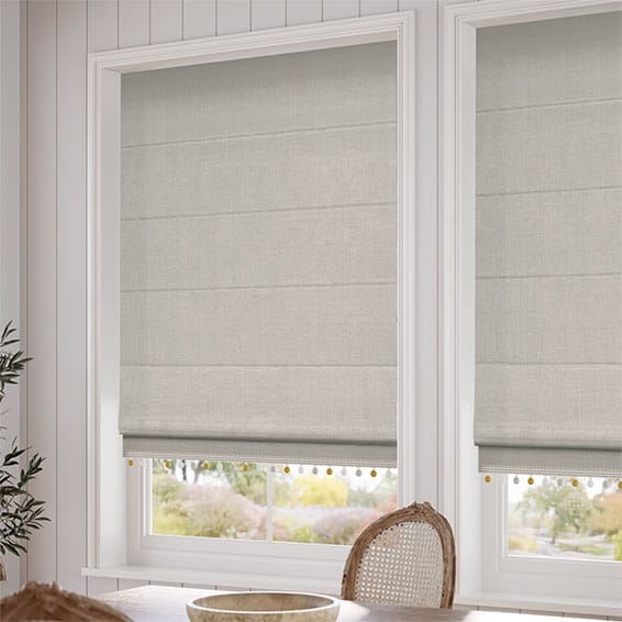 Bijou Linen Grey Wash & Mustard Trimmed Roman Blind