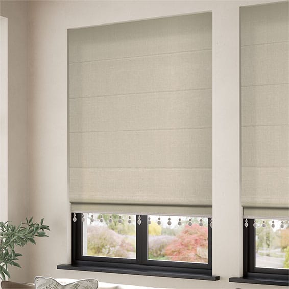 Bijou Linen Latte & Truffle Trimmed Roman Blind