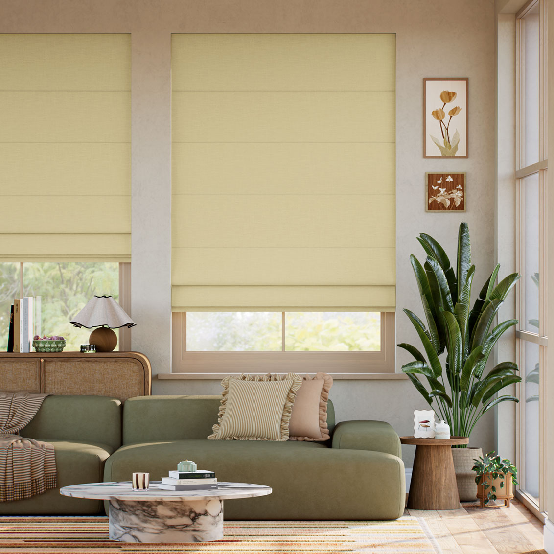 Bijou Linen Lemon Roman Blind