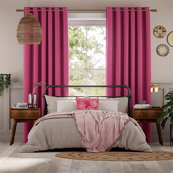 Bijou Linen Magenta  Curtains