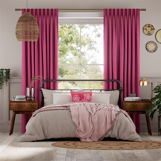 Bijou Linen Magenta  Curtains