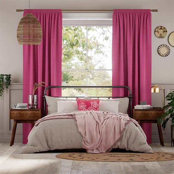 Bijou Linen Magenta  Curtains