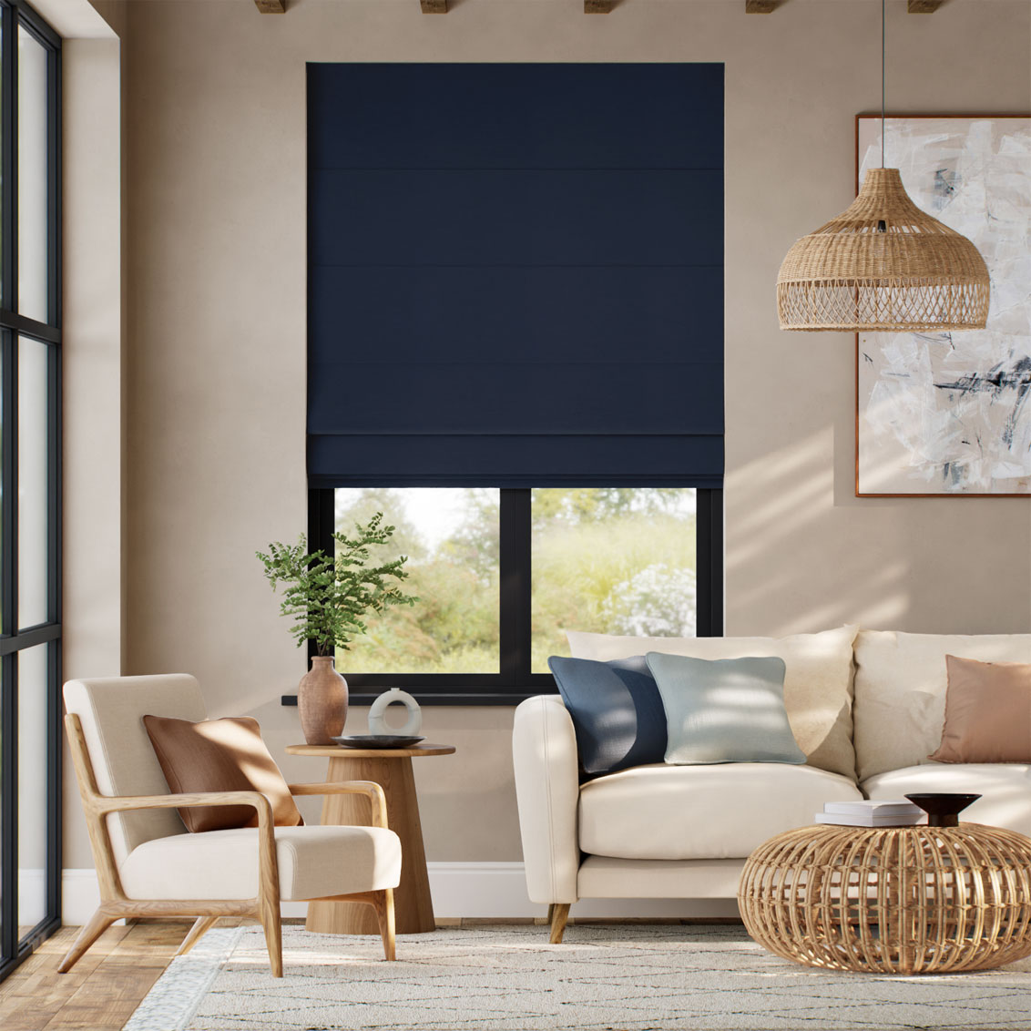 Bijou Linen Navy Roman Blind