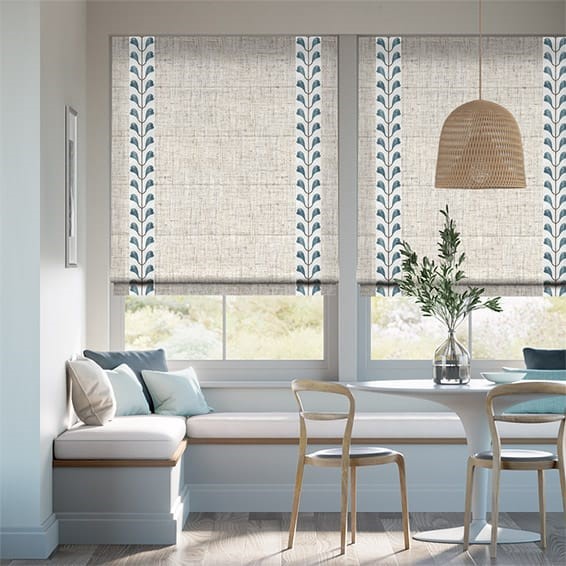 Bijou Linen Oatmeal & Chatsworth Cornflower Roman Blind