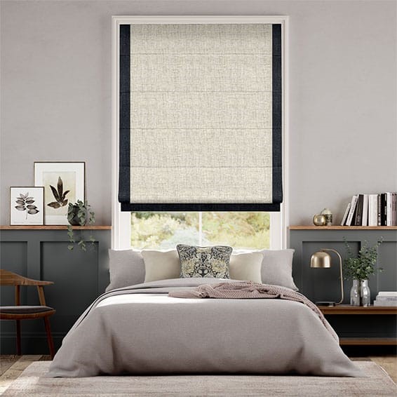 Bijou Linen Oatmeal & Indigo Roman Blind