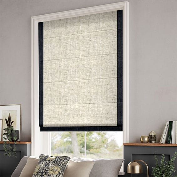 Bijou Linen Oatmeal & Indigo Roman Blind