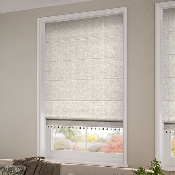 Bijou Linen Oatmeal & Pebble Trimmed Roman Blind