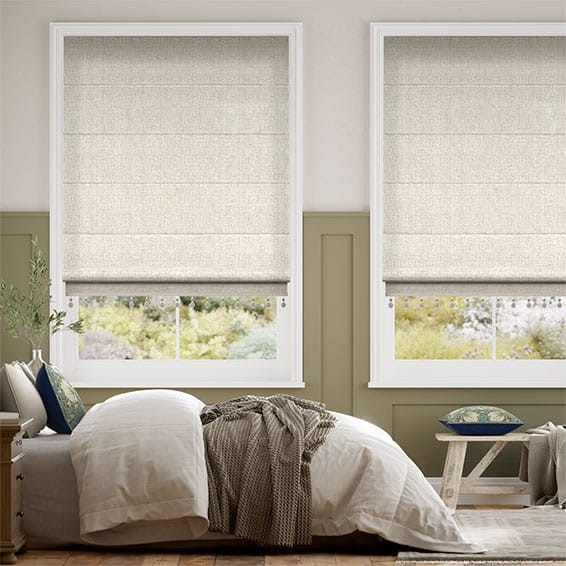 Bijou Linen Oatmeal & Truffle Trimmed Roman Blind