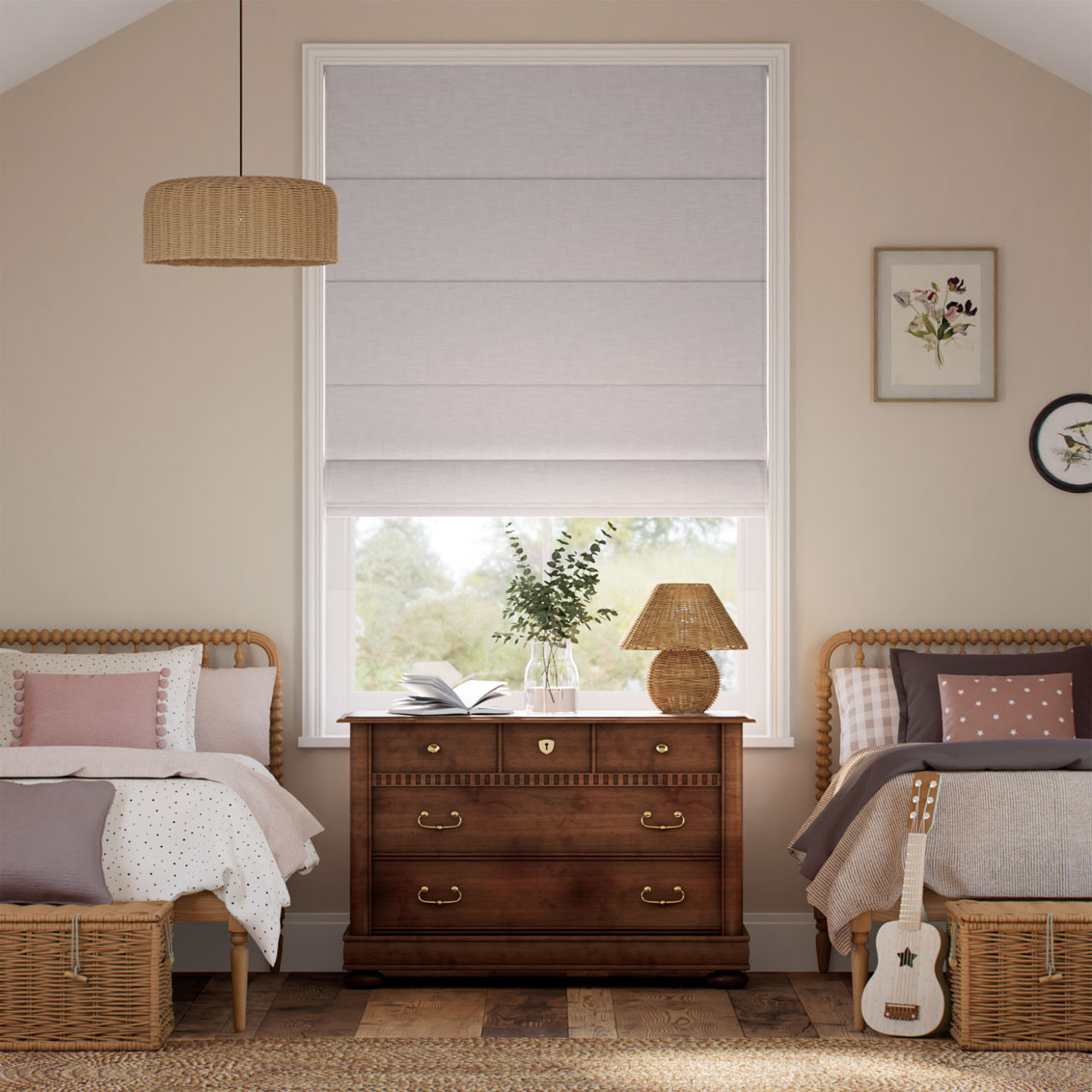 Bijou Linen Rosewater Roman Blind