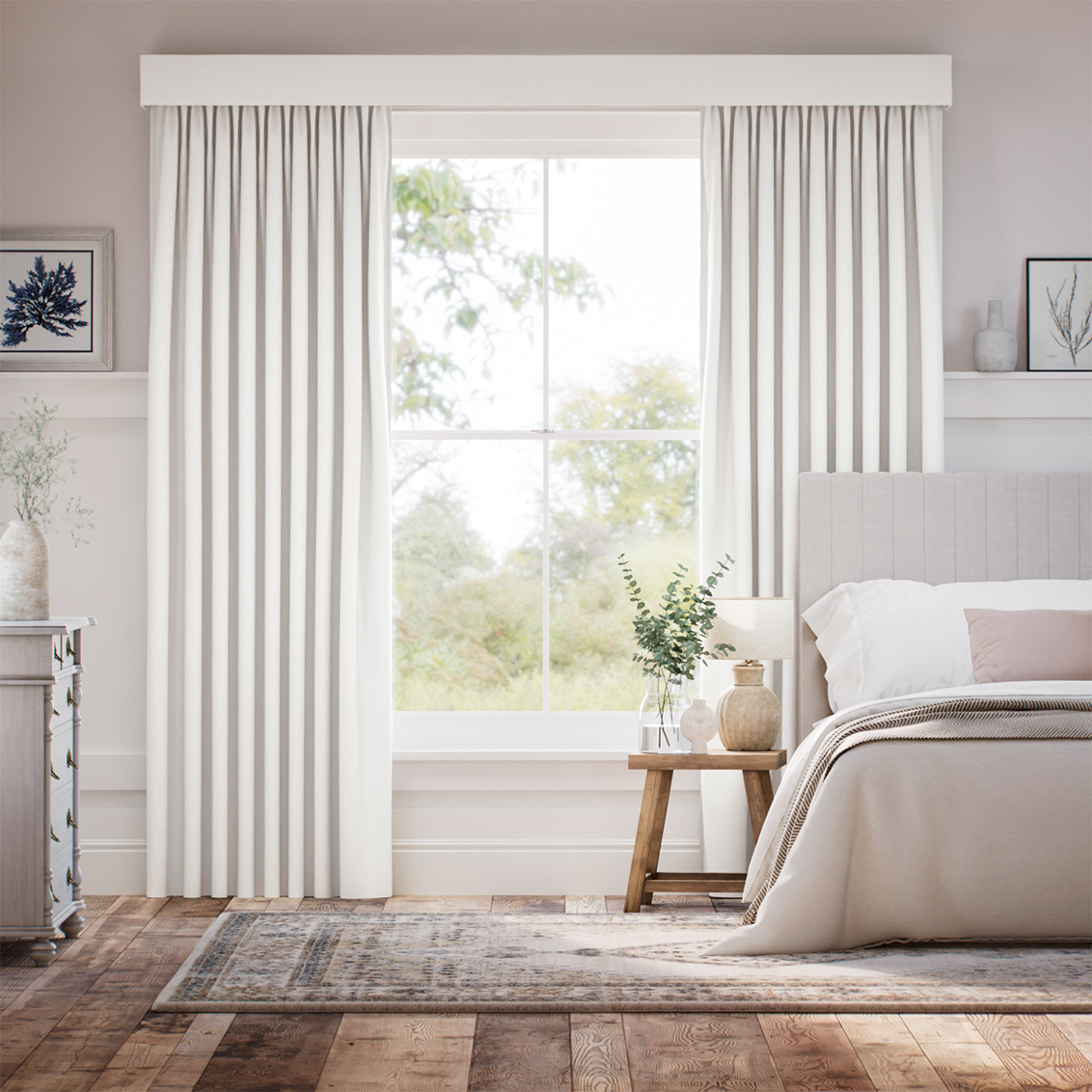 Complete Blackout Bijou Linen Alabaster Curtain