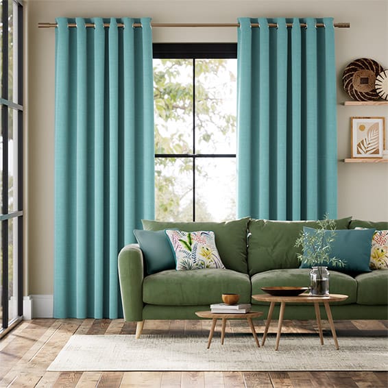 Bijou Linen Turquoise  Curtains
