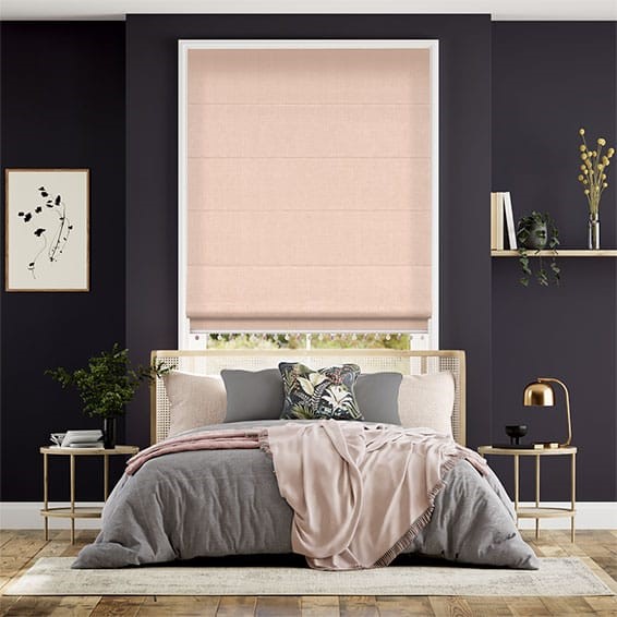 Bijou Linen Vintage Pink & Blush Trimmed Roman Blind