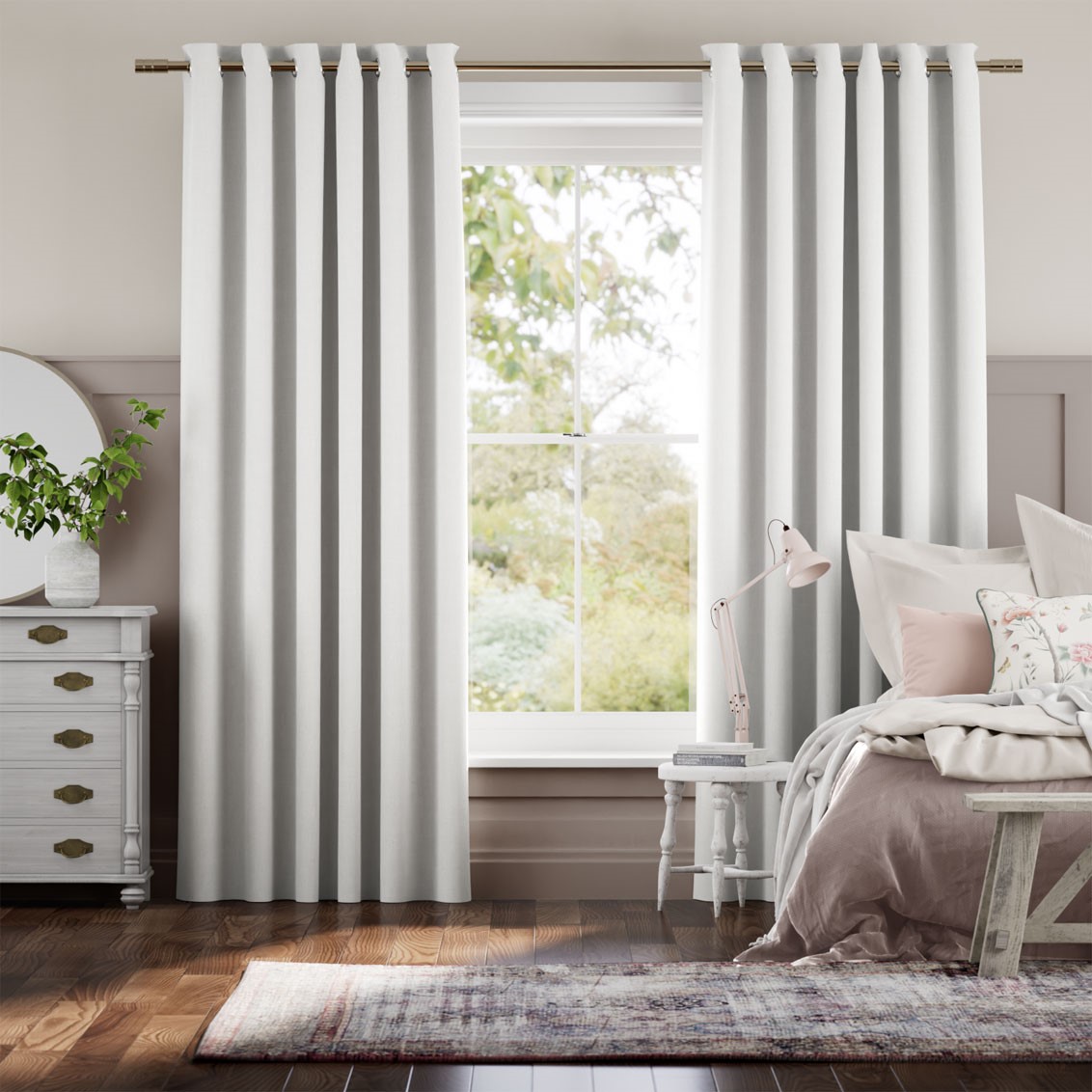 Bijou Linen White Curtains