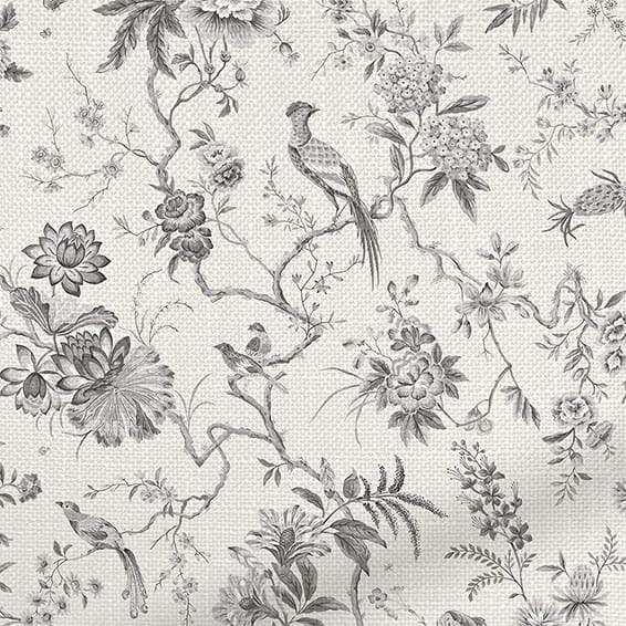 Bird Toile Charcoal Roman Blind