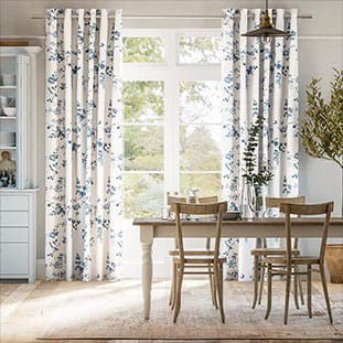 Birds and Roses Blue Curtains thumbnail image