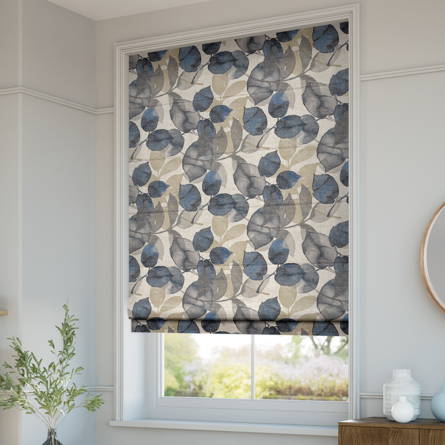 Blakely Linen Vintage Indigo Roman Blind