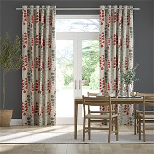 Blooming Meadow Linen Ruby Curtains thumbnail image