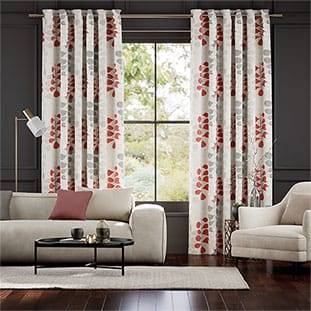 Blooming Meadow Linen Ruby Curtains thumbnail image