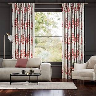 Blooming Meadow Linen Ruby Curtains thumbnail image