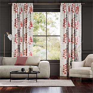 Blooming Meadow Linen Ruby Curtains thumbnail image