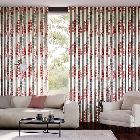 Blooming Meadow Linen Ruby Curtains