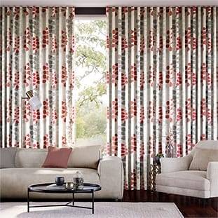 Blooming Meadow Linen Ruby Curtains thumbnail image