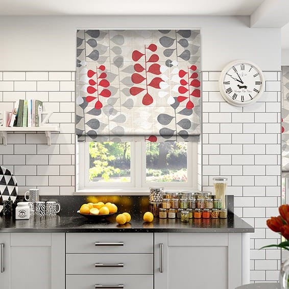 Blooming Meadow Linen Ruby Roman Blind