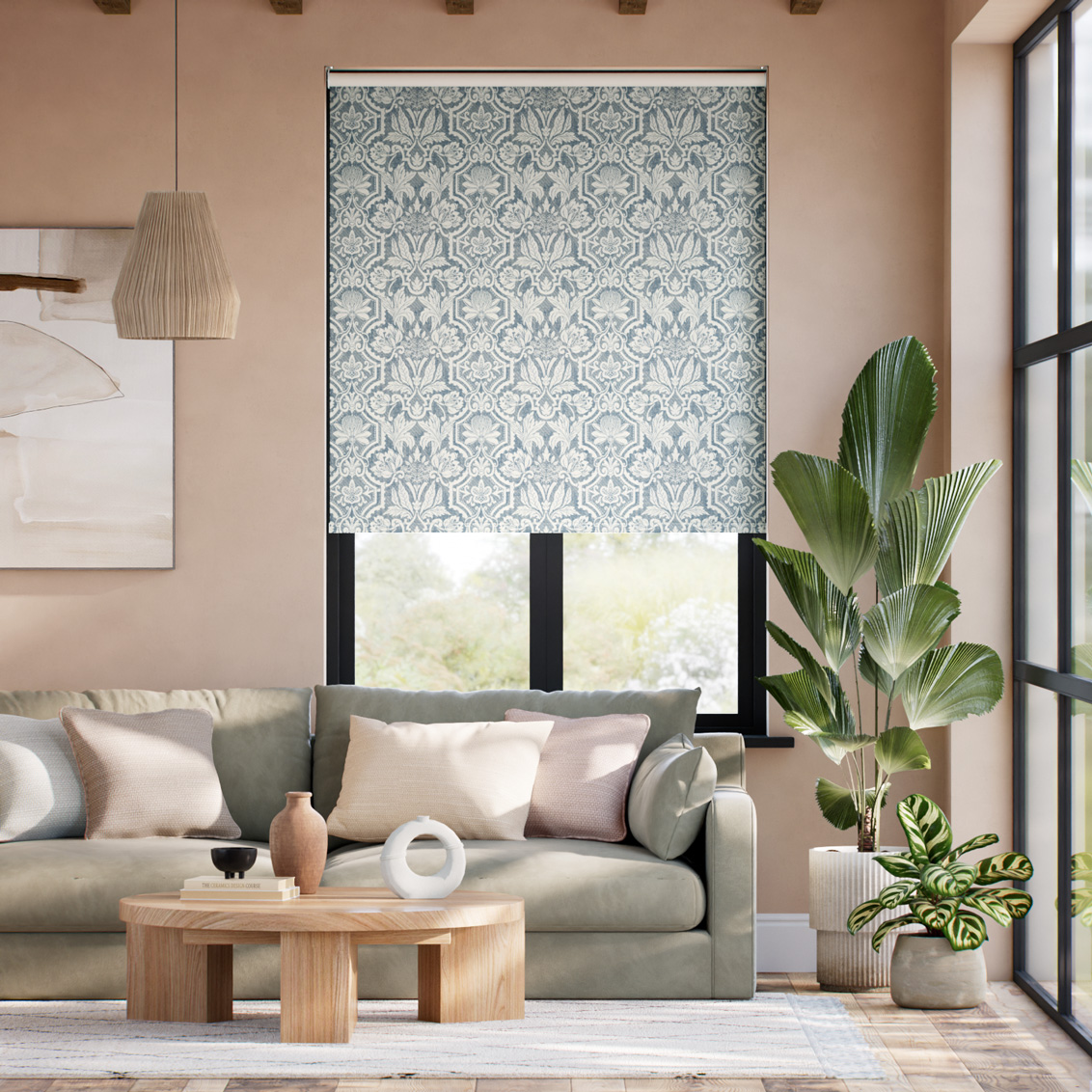 Bordeaux Jacquard Slate Blue Roller Blind