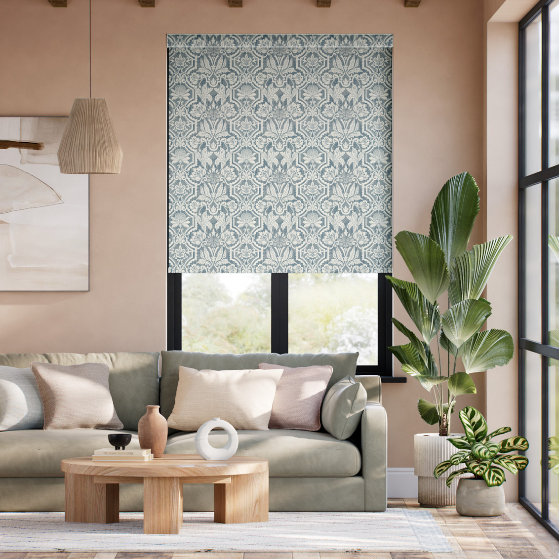 Bordeaux Jacquard Slate Blue Roller Blind