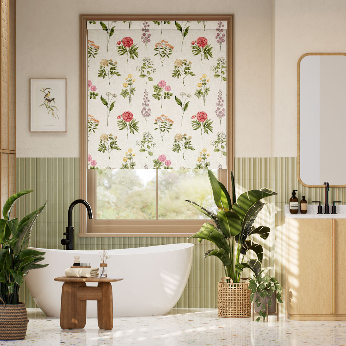 Botanical Etchings Fuchsia Roller Blind